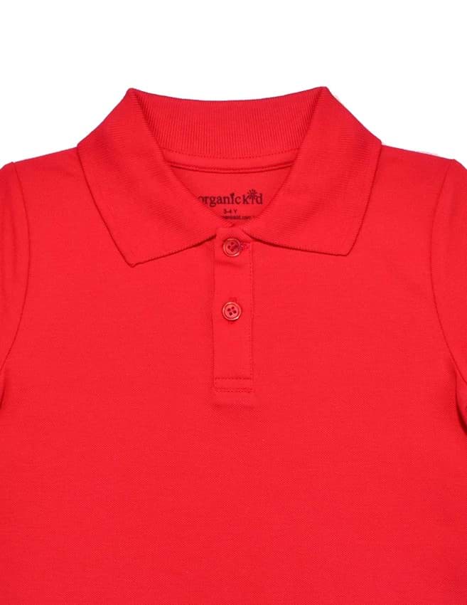 Polo Yaka Basic Kırmızı Uzun Kollu Çocuk T-shirt resmi